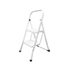 Escalera Doméstica 2 Peldaños, Acero, Peldaños Anchos, Soporta 150 Kg. Blanco, Keroppa