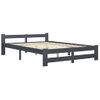 Estructura De Cama Madera Maciza De Pino Gris Oscuro 160x200 Cm