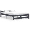 Estructura De Cama Madera Maciza De Pino Gris Oscuro 160x200 Cm