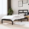 Estructura Cama Madera Maciza Individual Negro 75x190 Cm