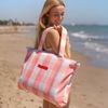 Toalla Playa Bolsa Rosa Algodón Cojín Hinchable Incluido 175x95cm