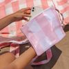 Toalla Playa Bolsa Rosa Algodón Cojín Hinchable Incluido 175x95cm