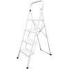 Escalera Doméstica 4 Peldaños, Acero, Peldaños Anchos, Soporta 150 Kg. Blanco, Keroppa