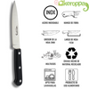 Cuchillo Multiusos Domestic Black, Para Fruta, Verdura, Acero Inoxidable, Hoja 11 Cm, Ergonómico, Fabricado En España, Keroppa