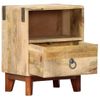 Mesita De Noche Madera Maciza De Mango Rugosa 40x30x52 Cm