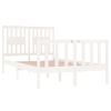 Estructura De Cama Doble Pequeña Madera Maciza Blanca 120x190cm