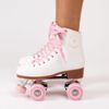 Patines 4 Ruedas Pvc Uretano Blanco Y Rosa Flamingueo (talla 35 A 42)