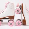 Patines 4 Ruedas Pvc Uretano Blanco Y Rosa Flamingueo (talla 35 A 42)