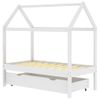 Estructura De Cama Infantil Y Cajón Madera Pino Blanca 70x140cm