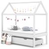 Estructura De Cama Infantil Y Cajón Madera Pino Blanca 70x140cm