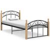 Estructura De Cama Metal Y Madera Maciza De Roble 100x200 Cm