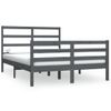 Estructura De Cama Madera Maciza De Pino Doble Gris 135x190cm