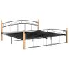 Estructura De Cama Metal Y Madera Maciza De Roble 180x200 Cm