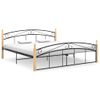 Estructura De Cama Metal Y Madera Maciza De Roble 180x200 Cm