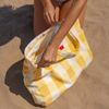 Toalla Playa Bolsa Amarilla Algodón Cojín Hinchable Incluido 175x95cm