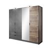 Armario Con Puertas Batientes Arden Led 220x57x205 Crema & Gris