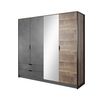 Armario Con Puertas Batientes Arden Led 220x57x205 Crema & Gris