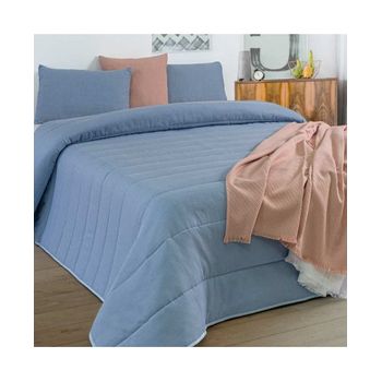 EDREDON NORDICO REVERSIBLE BICOLOR AZUL 1/L.807 GRIS CAMA 90