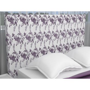 La Web Del Colchon -cabecero Tapizado Floral Para Cama De 200 (210 X 70 Cms) Blanco/morado