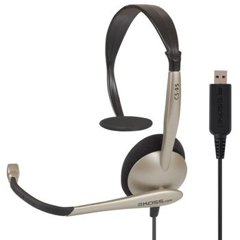 Auriculares Con Cable Y Micrófono Con Cancelación Ruido, Cascos De Diadema Monoaurales Oficina Beige  Koss Cs95 Usb