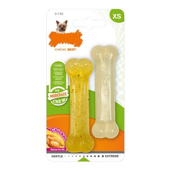 Mordedor De Perro Nylabone Moderate Chew Twin Pollo Termoplástico Talla Xs (2 Pcs)