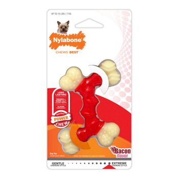 Mordedor De Perro Nylabone Extreme Chew Doble Bacon Talla M Nylon Termoplástico