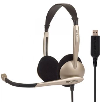 Auriculares Con Cable Y Micrófono Con Cancelación Ruido Cascos De Diadema Para Videoconferencia Beige  Koss Cs100 Usb