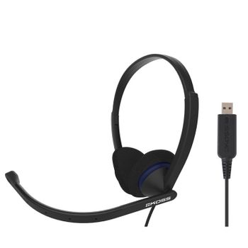 Auriculares Con Cable Y Micrófono Con Cancelación Ruido Cascos De Diadema Para Videoconferencia Negro  Koss Cs200 Usb