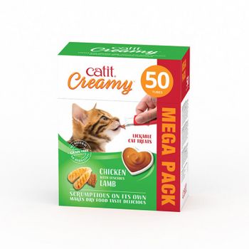 Snack Liquido Para Gato Catit Creamy Pollo Y Cordero 50x10g