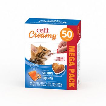 Snack Liquido Para Gato Catit Creamy Salmón Y Gambas 50x10g