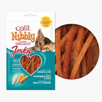 Snack Seco Para Gato Catit Nibbly Jerky, Pollo Y Pescado, 30g