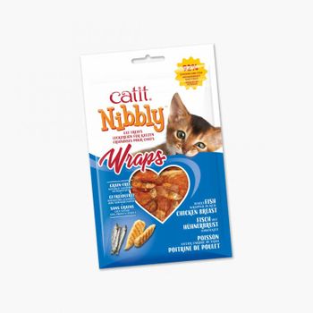 Snack Seco Para Gato Catit Nibbly Wraps, Pollo Y Pescado, 30g