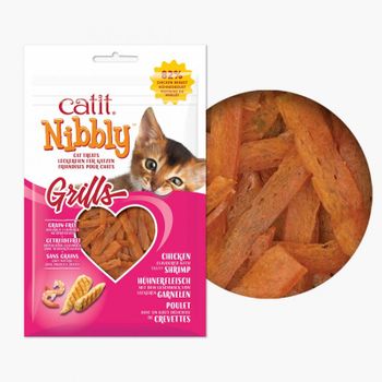 Snack Seco Para Gato Catit Nibbly Grills, Pollo Y Gambas, 30g