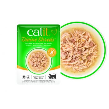 Sopa Para Gato Catit Divine Shreds,pollo/hí­gado & Brócoli,75g