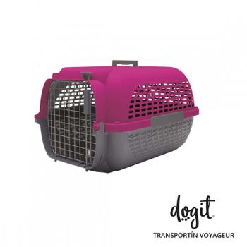 Transportin Para Perros Dogit Pet Voyageur, Med., Fucsia/gris