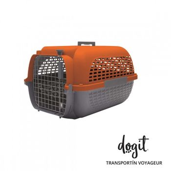 Transportin Para Perros Dogit Pet Voyageur, Med., Naranja/gris