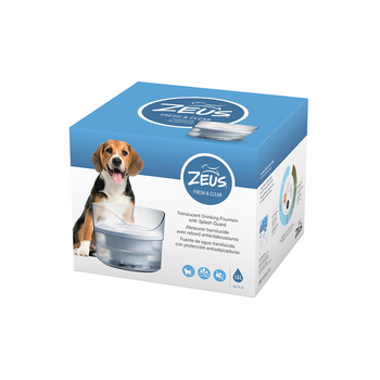 Bebedero Fuente De Agua Fresca Y Transparente Para Perros Con Protector Contra Salpicaduras Zeus Fresh & Clear, 1,5 L