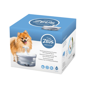 Bebedero Fuente De Agua Fresca Y Transparente Para Perros Con Boquilla De Cascada Zeus Fresh & Clear, 1,5 L