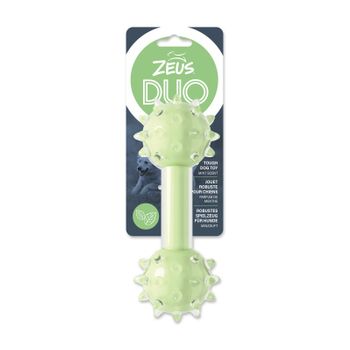 Juguete Para Masticar Perro Zeus Duo Mancuerna Con Púas, 18cm, Verde, Aroma A Menta