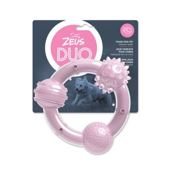 Juguete Para Masticar Perro Zeus Duo Tres Aros, 15 Cm, Lila, Aroma A Coco