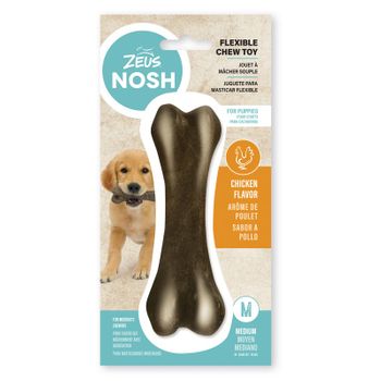 Juguete Mordedor Para Cachorro Zeus Nosh Flexible, Hueso,pollo , 15cm