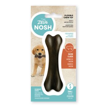 Juguete Mordedor Para Cachorro Zeus Nosh Flexible, Hueso, Beicon , 11cm