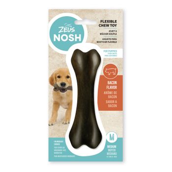 Juguete Mordedor Para Cachorro Zeus Nosh Flexible, Hueso, Beicon , 15cm