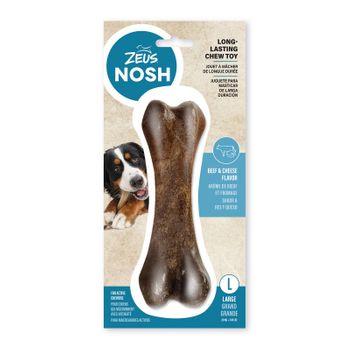 Juguete Mordedor Para Perros Zeus Nosh Strong, Hueso, Carne Y Queso , 18cm