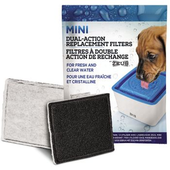 Recambio Filtro Doble Acción Para Mini Bebedero Fuente Para Perros Zeus 1,5 L ,  3uds