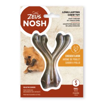 Juguete Mordedor Para Perros Zeus Nosh Strong Hueso Forma Wishbone, Sabor A Pollo , 11cm