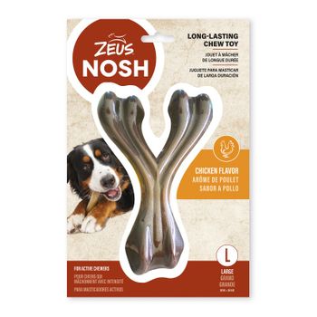 Juguete Mordedor Para Perros Zeus Nosh Strong Hueso Forma Wishbone, Sabor A Pollo , 18cm