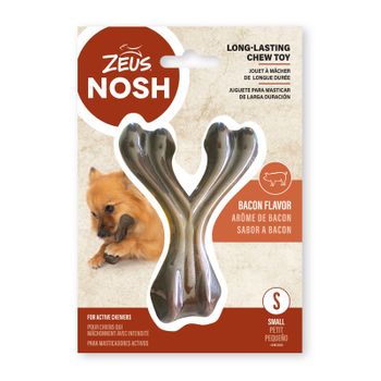 Juguete Mordedor Para Perros Zeus Nosh Strong Hueso Forma Wishbone, Sabor A Beicon , 11cm