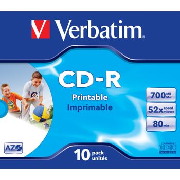 Cd-r Verbatim Azo Wide Inkjet Printable Jewel Case 10uds