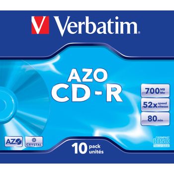 Cd-r Verbatim Azo Crystal Jewel Case 10uds